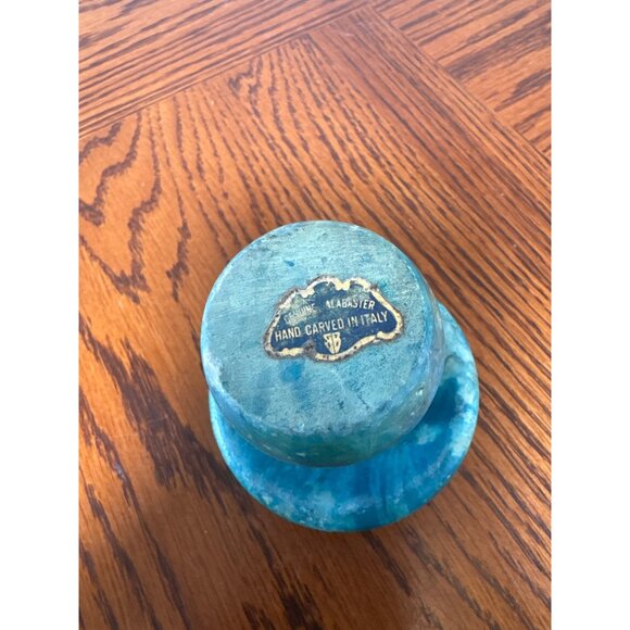 1960s Hand-Carved Italian Alabaster Blue Mushroom Figurine - Picture 2 of 4